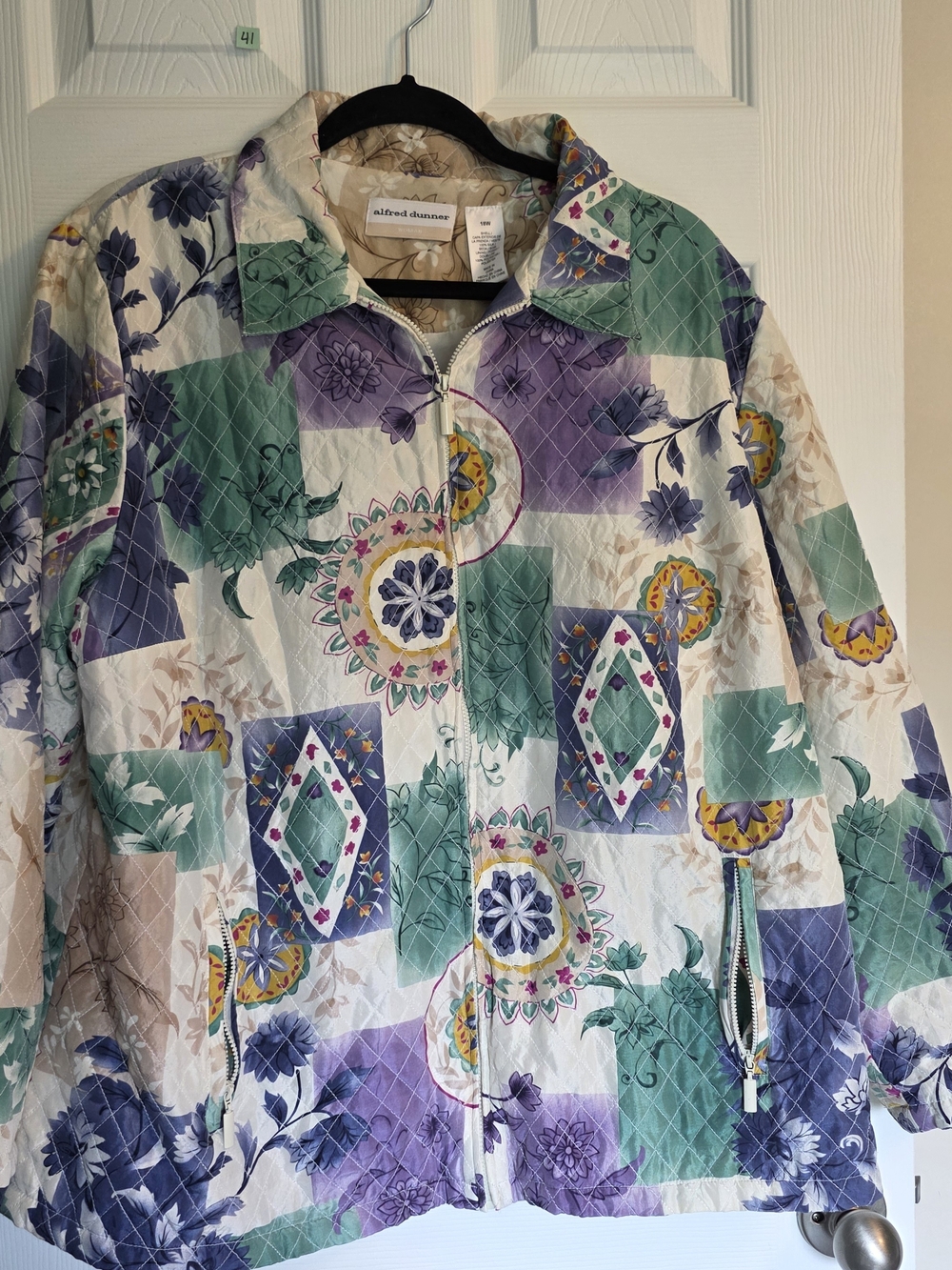 Alfred Dunner Women's Floral Quilted Zip Jacket - Multi